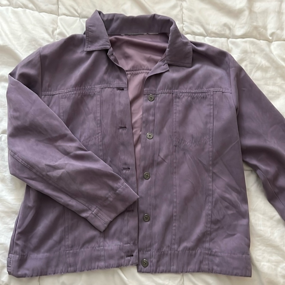 Size M Purple Suede Button-up Jacket
